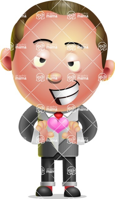 Modern Boss Cartoon 3D Vector Character AKA Xavier Sharpmind - Romantic Businessman Cartoon Character